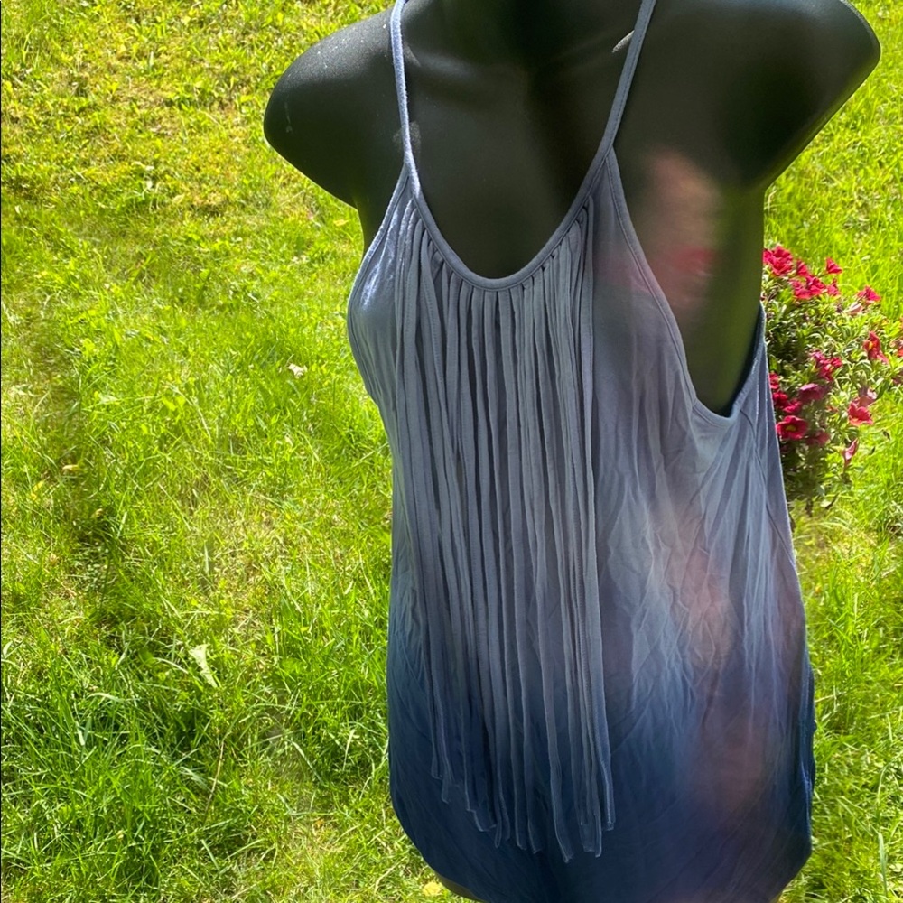 American Eagle Outfitters Blue Asymmetrical Cut-Out Tank Top